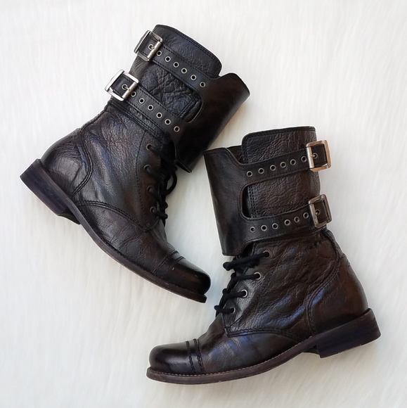 All Saints Shoes - All Saints Damisi Distressed Leather Combat Boots